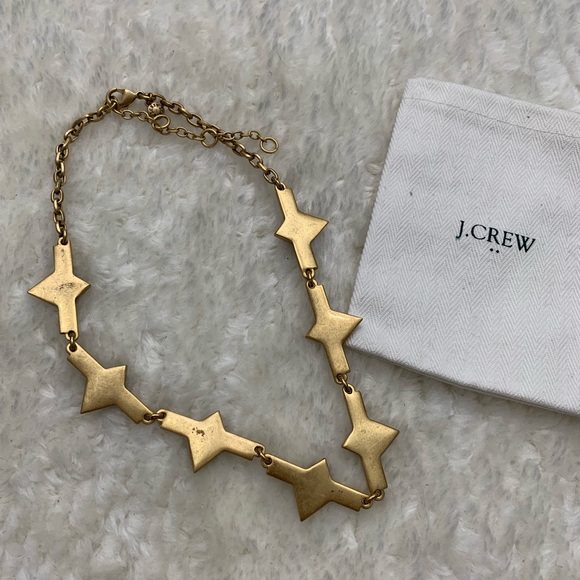 J Crew Brushed Gold Blue Geometric Necklace - Picture 4 of 4